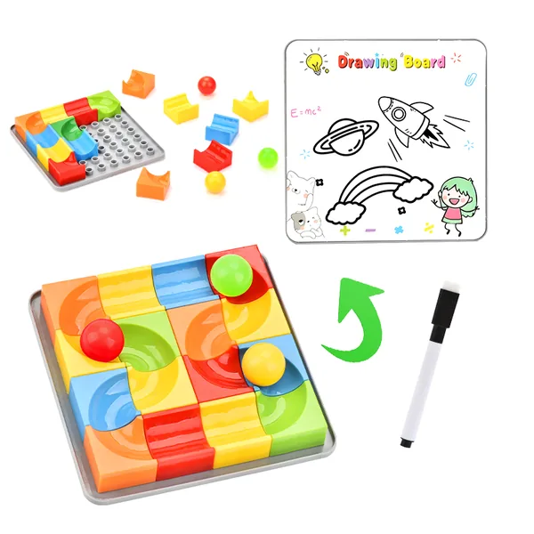 2-in-1 Marble Run & Writing Board Toy Set image