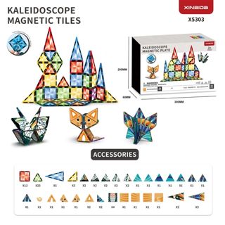 (GCC) Kaleidoscope Diamond-Patterned Color Window Magnetic Tiles
